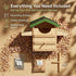 VORA 9 Inches Owl House, Wooden Bird House with Food Rack, Large Handmade Opening Owl Nesting Box with Mounting Screws