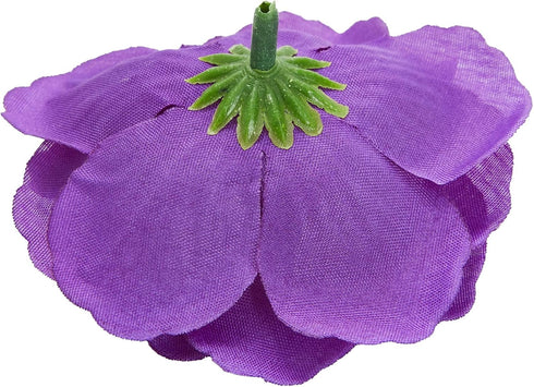 Bright Creations 50 Pack Purple Roses Artificial Flowers Bulk, 3 Inch Stemless Fake Silk for Wedding Decorations