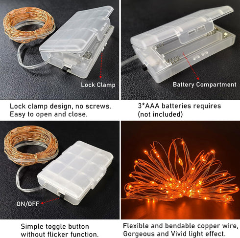 16 50 4 Pack RUICHEN Ft Copper Wire LED Mini Fairy String Lights Battery Operated for Bedroom, Halloween, Parties