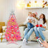 3 3D Star&44Ornaments, 8 50 Ft Pink Christmas Tree with Dual Color Change Lights Timer Remote, Modes Warm&Colorful