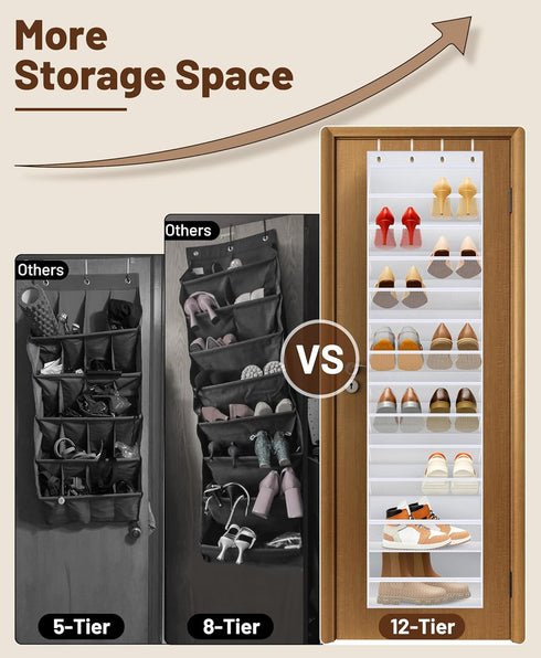 12 Closet 24 MISSLO Tier Over the Door Shoe Organizer Large Capacity Hanging Shoe Rack for Storage Narrow Sneaker