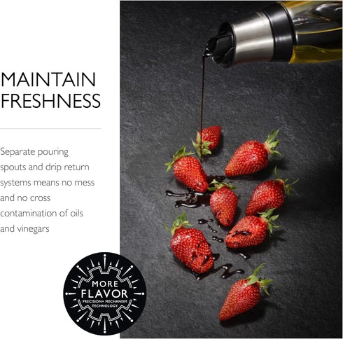 Cole & Mason Duo Oil & Vinegar Dispenser Set, Stainless Steel Pourer, Dishwasher Safe Kitchen Tool & Gadget