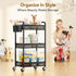 3 YASONIC Tier Rolling Cart Metal Utility Storage Carts with Wheels, Craft Cart Organizer with Hanging Cups, Hooks