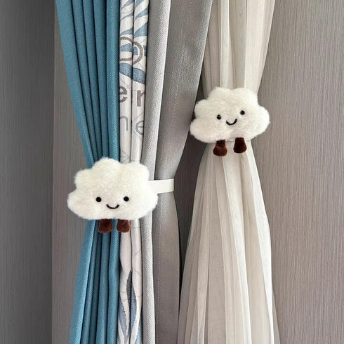 Gzcvba 2PACK Snap-Fit Cartoon Cloud Curtain Tiebacks Hook Holdbacks Cute Curtain Holdbacks Rope for Baby Kid Girls