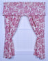 Victoria Park Toile Tailored Valence Window Curtain, Red