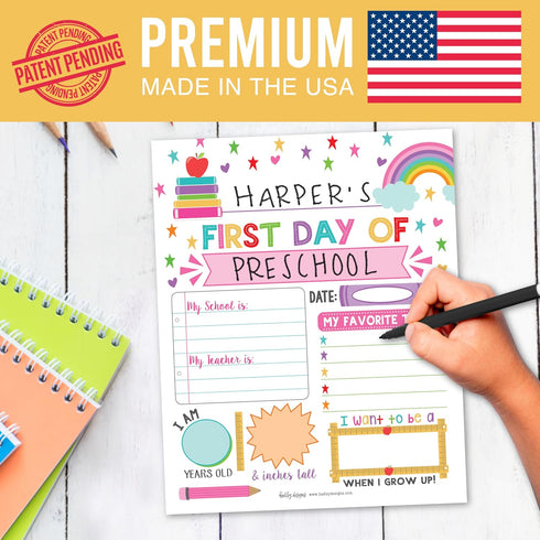 First Day of School Board, 10 Double-Sided First and Last Day Boards, 8x10 Rainbow Theme Photo Prop for Kids