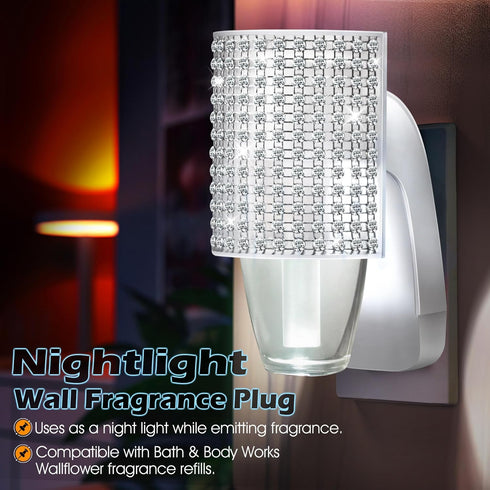 Wall Fragrance Plug-in with Night Light, Compatible with Bath & Body Works WallFlower, Essential Oil Diffuser (1 Pack)