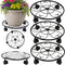 DEELF OUTLET 3 Packs 13 inches Large Metal Plant Caddy with Wheels Round Planter
