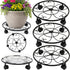 DEELF OUTLET 3 Packs 13 inches Large Metal Plant Caddy with Wheels Round Planter