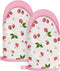 Slohif Cute Strawberry Mini Oven Mitts Set Pink Extended Short Heat Resistant