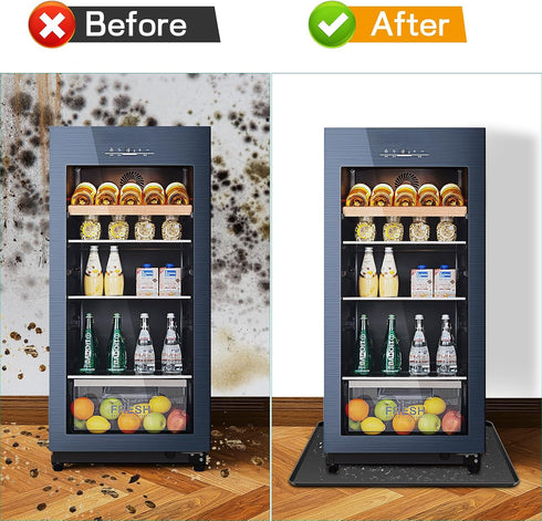 Mini Fridge Silicone Mat, 24''x24''x0.5'', Drip Pan to Prevent Appliance Leakage and Protect Floor (Black)