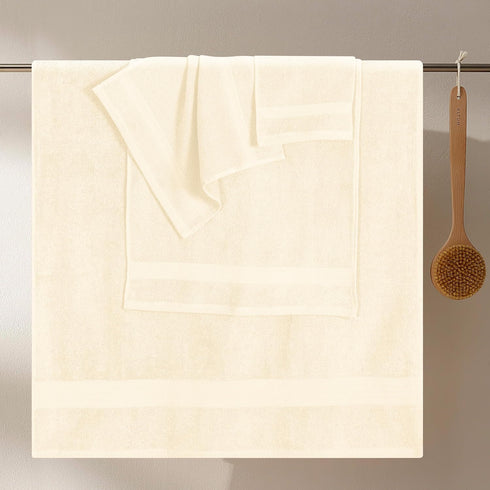 8-Piece Set 100% 2 27x54, 16x28, 4 13x13 GLAMBURG Ultra Soft Towel - Pure Ringspun Cotton, Contains Oversized Bath