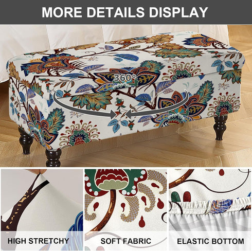 33) Eco-Ancheng Storage Ottoman Cover Rectangle Ottoman Slipcover Folding Storage Bench Cover Footrest Stool Slipcover
