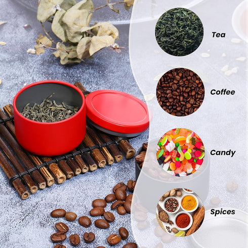 YASUOA 6 Pack Tea Jars Iron Can for Loose Leaf Storage Containers with Lids, Mini Portable Box for Spices