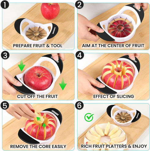 SCHVUBENR 3.5 Inch Apple Slicer with 12 Sharp Blades | Professional Stainless Steel Apple Cutter and Corer
