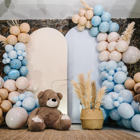 135pcs 18 12 10 5 Inch RUBFAC Light Baby Blue Balloons Different Sizes for Garland Arch, Latex Pastel Blue Balloon