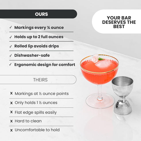A Bar Above Premium Bell Jigger, 304 Stainless Steel Double Cocktail Jigger with 10 Internal Measurements