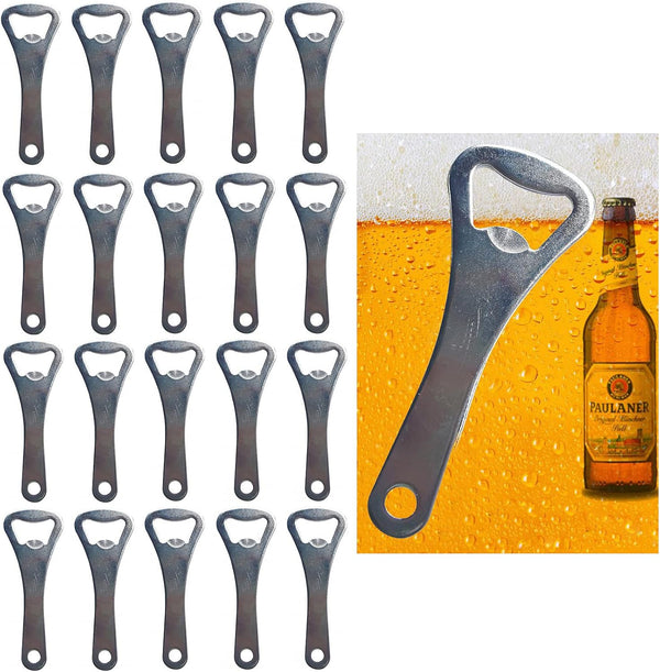 20 Pieces 3.6'' Stainless Steel Beer Bottle Opener Keychain Bulk for Bar, Restaurant, Bartender and Kitchen (Silver)