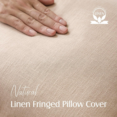Cozy 1616 Inch, 1PC,Tan Foindtower Decorative Linen Fringe Throw Pillow Covers Boho Farmhouse Cushion Cover