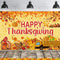 Famoby Happy Thanksgiving Fabric Sign Poster Banner, Pumpkin Turkey Maple Leaf Pattern for Photo Booth