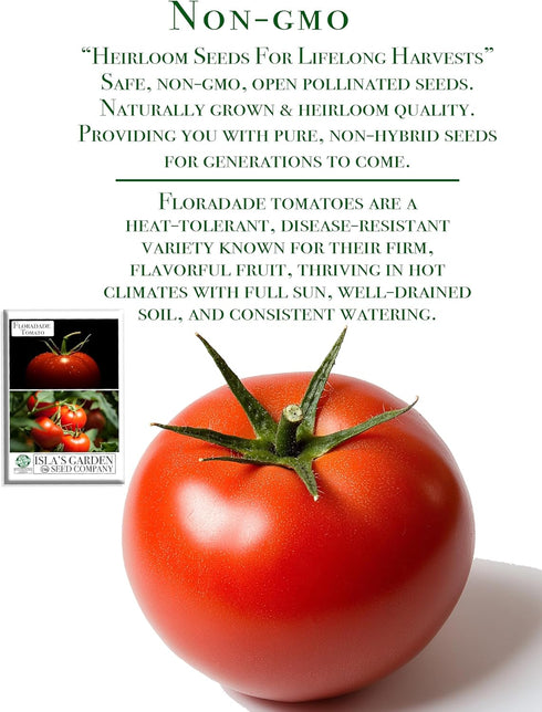 300+ Packet, Floradade Tomato Seeds for Planting, Heirloom Seeds Per (Isla's Garden Seeds), Non GMO Seeds, Botanical