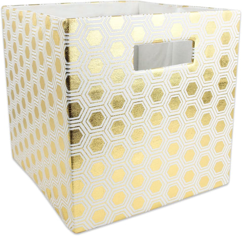 DII Collapsible Polyester Storage Cube, Large Honeycomb Design, Gold