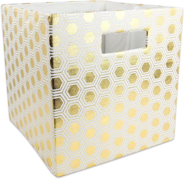 DII Collapsible Polyester Storage Cube, Large Honeycomb Design, Gold