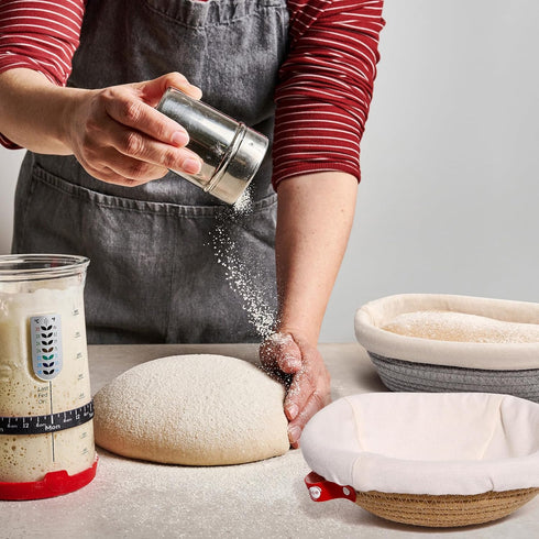 Set, KneadAce Cotton Rope Banneton Bread Proofing Basket Oval & Round Bread Baskets with Liners & Covers for Artisan