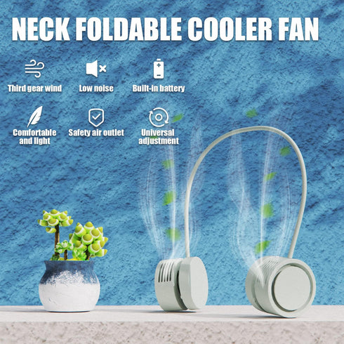 Portable Neck Fan, Hands Free Wearable Bladeless Neck Fans with 3 Speeds for Women Child and Adult Reading Driving Running (Green) by Generic