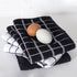Ritz Premium 100% Cotton Terry Check Kitchen Dish Towels - 3-Pack, Highly Absorbent, 25"x15", Black