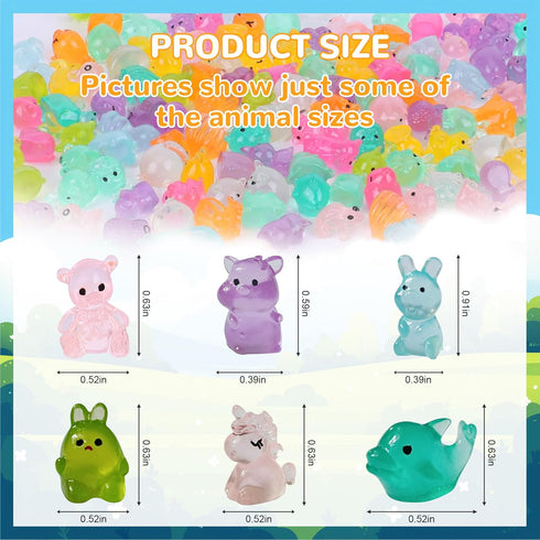 300 50+ Sets pcs Mini Resin Animals Blind Bags, Tiny Glow in The Dark Animal Resin Models, Animal Combination
