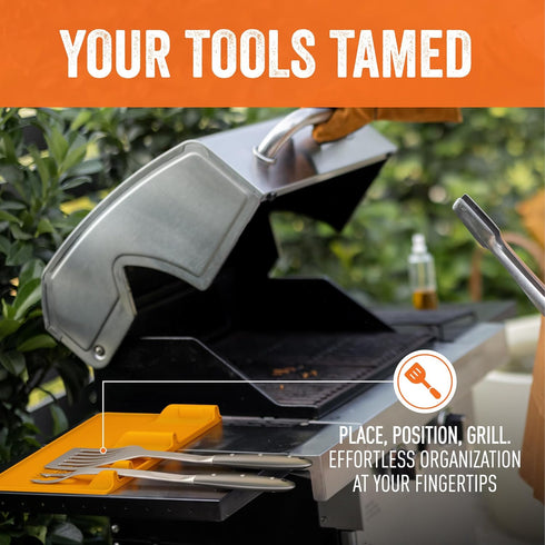 Yukon Glory Orange Tool Resting Mat, BBQ Utensil Holder, Heat-Resistant Non-Stick Silicone Mat for Outdoor Cooking
