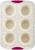 Trudeau Reinforced White Confetti Jumbo Muffin Pan, 6 Cup Silicone Bakeware