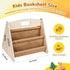 AZSKY Double Sided Toodler Book Shelf, Small Wooden Book Storage for Kids, Brown Mini Children Book Holder for Baby