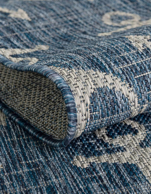 Unique Loom 2' 7" x 4' 1" Outdoor Coastal Area Rug - Ahoy, Hearth Blue/Ivory