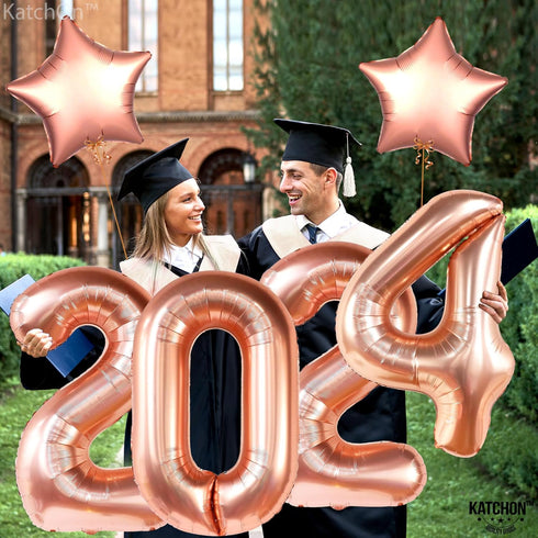 KatchOn Rose Gold 2025 Balloons - Giant 40 Inch Graduation Decorations, Class of 2025 Balloons