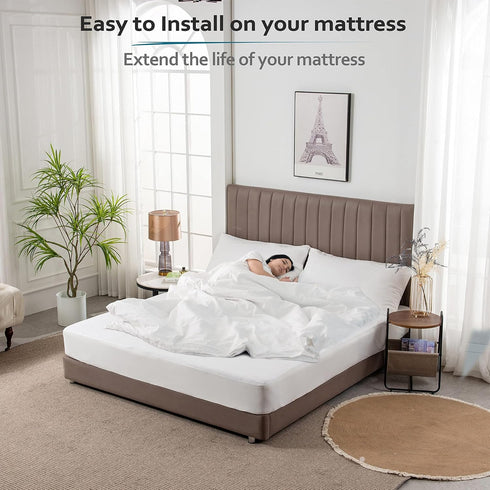 PlushDeluxe Twin-XL Cotton Mattress Protector Waterproof Cover with Fitted Sheet Design Soft and Durable Mattress Pad