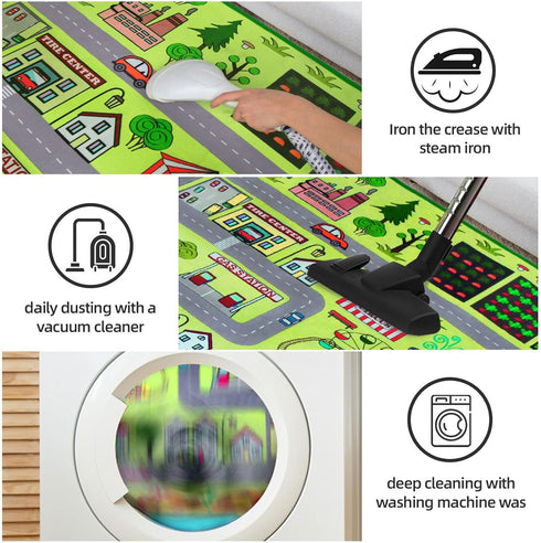 JinKune 60'' 84' Large Kids Carpet Play Mat Rug for Playroom, x Car Rugs Mat for Kids Toy Cars, City Life with Road