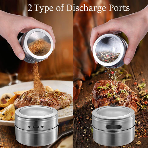 Jars,12 94 Beeyoka Magnetic Spice Pcs Stainless Steel Spice Tins with Lid and Small Holes for Sprinkle Rust Free Easy