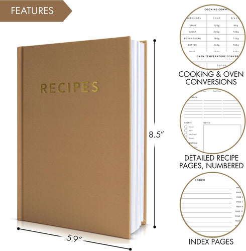 ZICOTO Aesthetic Blank Recipe Book with Waterproof Cover - Perfect Notebook to Organize Your Recipes