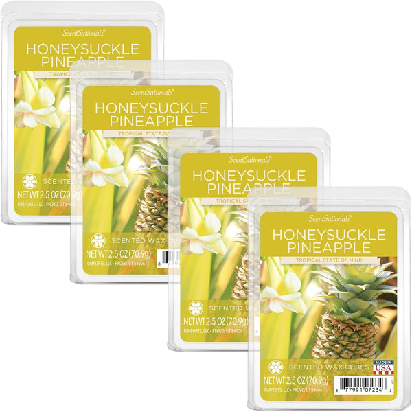 Scentsationals Wax Melts, Strong Scent - Honeysuckle Pineapple - 10oz (24-Cubes)