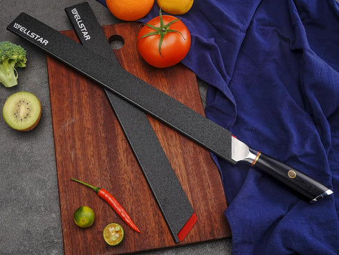 WELLSTAR Knife Edge Guards Set, 2 Piece 14 Inch Universal Blade Covers, BPA Free ABS Protective Long Blade Sheaths, Non-Scratch Felt Lining Brisket Knives Covers (Knives not included) by WELLSTAR