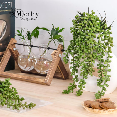 Meiliy 4pcs Faux Succulent Plants Hanging String of Pearls Plant for Home, Kitchen, Office, Wedding, Garden, Craft Art