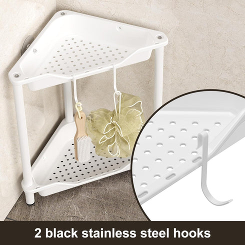 2 Orimade Rustproof Tier Floor Standing Corner Shower Caddy Organizer, Plastic Metal Splicing Floor Corner Shelf Rack