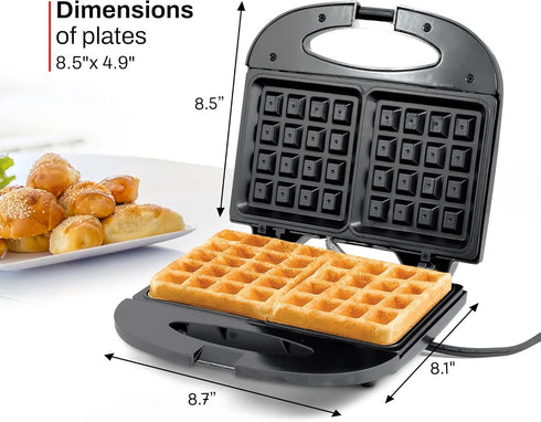 Elite Gourmet EWM-2207# Electric Non-Stick Belgian Waffle Maker, 2-Slice, Black, for Breakfast & Snacks