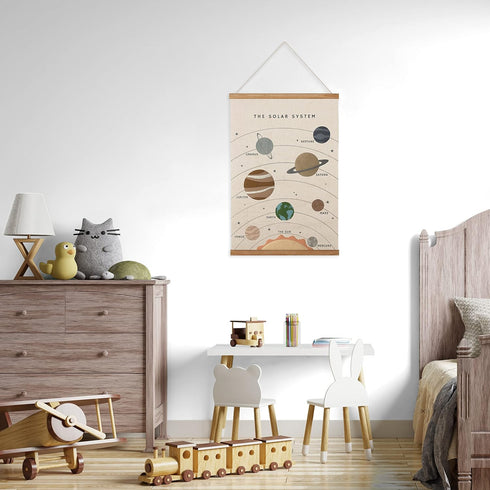16 24 Inch Bon et Beau x Embroidered Solar System Wall Decor Framed with Wood Hanger - Outer Space Planets Poster