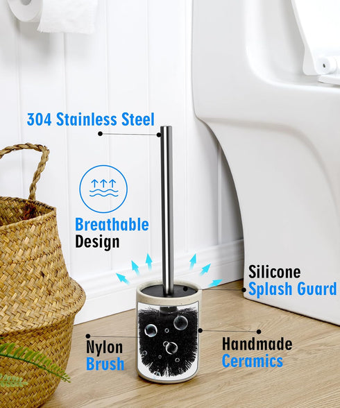 2 Pack Toilet Bowl Cleaning Brush Set for Bathroom, No Assembly, 304 Anti-Rust Handle, No Scratching Toilet Bowl