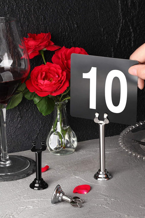 New Star Foodservice 23084 Double Side Plastic Table Numbers, 4" x 4", Light Grey on Black
