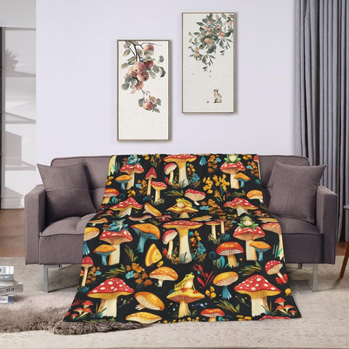Knerova Cozy 50"X40" Mushroom Blanket Mushroom Decor Animal Throw Super Soft Plush Flannel Fleece Blanket Gift for Kids