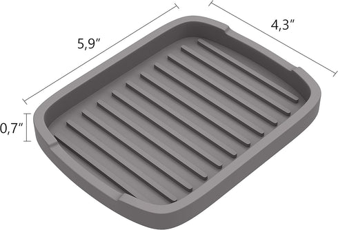 Silicone Sponge Holder - Soap Tray Set of 2, 5.9" X 4.33" (Gray)